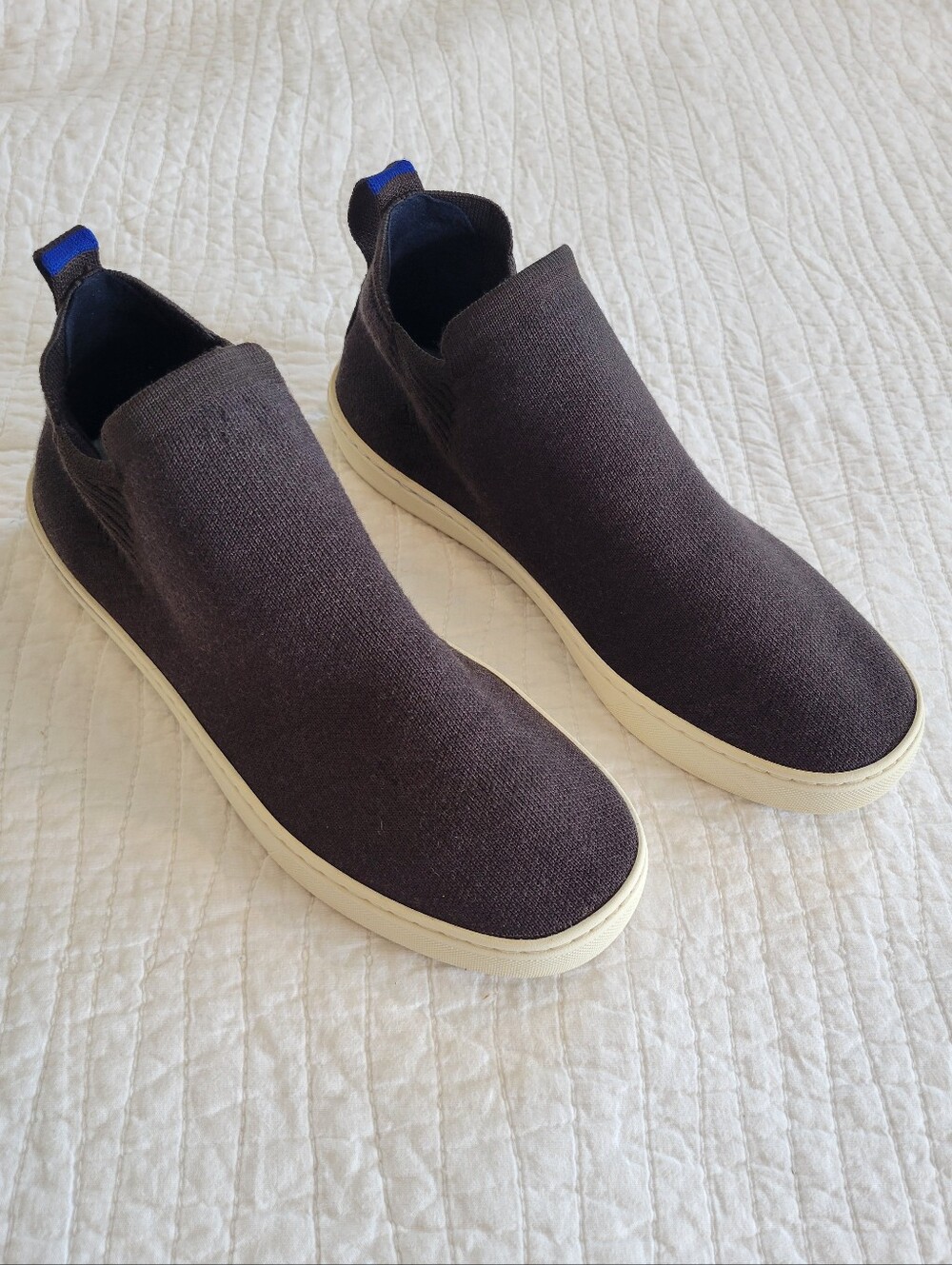 Rothys Slip-On Merino Wool Chelsea Boot in Dark Brown with Cream Sole - Picture 2 of 8